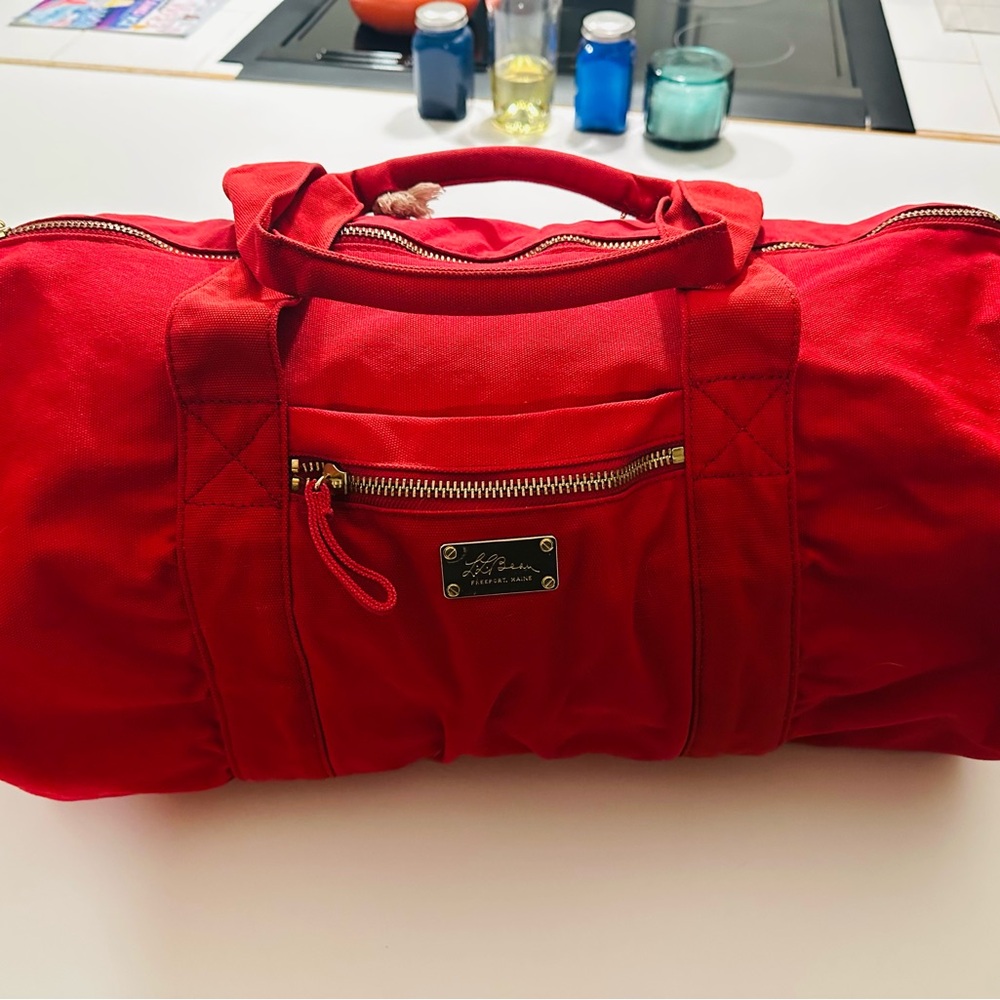 LL Bean Vintage Look Red Duffel Bag